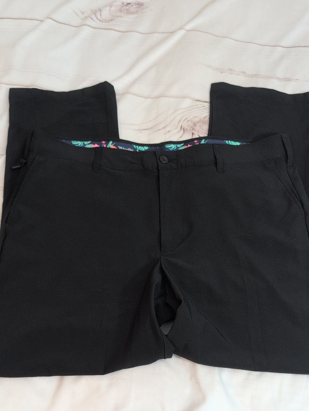 Birdie Bound Mens Golf Pants 38x30 Black Stretch Performance Straight Leg